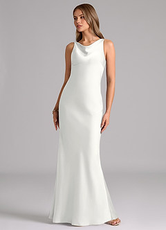 Azazie Allettie Brudepigekjoler Havfrue Stræk satin Gulv-længde Kjole image5