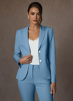 front Whitney Azul Acero Traje De Pantalón Largo Estructurado Elástico