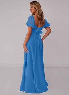 Barbie ♥ Azazie Bridesmaid Dresses Blue Jay A-Line Pleated Chiffon Dress image2