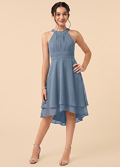 Azazie Linna Junior Twilight A-Line Pleated Chiffon Dress image1