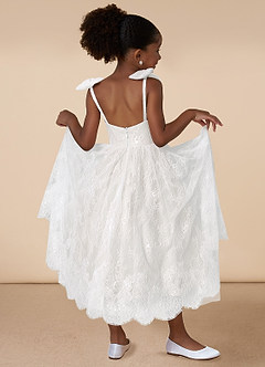 Azazie Tilly Flower Girl Dresses Diamond White A-Line Lace Dress image2