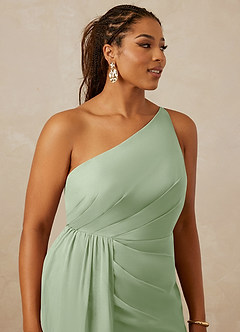 Christian Siriano Bridal for Azazie 1003 Bridesmaid Dresses Dusty Sage Sheath One Shoulder Chiffon Dress image14