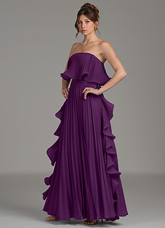 Azazie Alexia Bridesmaid Dresses Grape A-Line Ruched Chiffon Dress image3