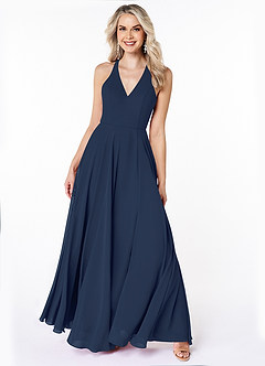 Azazie Amalfi Final Sale Agave Flowy Pleated Chiffon Dress image4