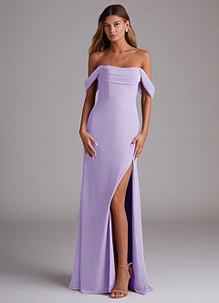 Azazie Saige Bridesmaid Dresses Lilac A-Line Off the Shoulder Chiffon Convertible Dress image1