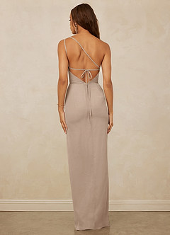 Christian Siriano Bridal for Azazie 1003 Brautjungfernkleider Etui One-Shoulder Chiffon Kleid Taupe image2