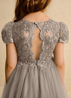 Azazie Puff Abiti da Ragazza di Fiori Abito Principessa in Tulle Pizzo Taupe image8