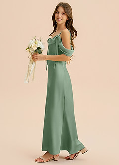 Azazie Bellalina Junior Syrena Pofałdowany Satyna elastyczna Długość podłogi Młodsza druhna Sukienka image5