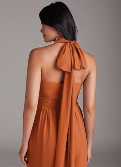 Azazie Lamara Vestidos de damas de honor Canela de Gasa de Mono Convertible con Vestidos sin tirantes image10