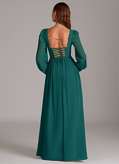 Azazie Maree Bridesmaid Dresses Peacock A-Line Corset Chiffon Dress image6