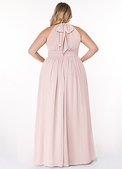 Azazie Iman Bridesmaid Dresses Blushing Pink A-Line A-Line Ruched Chiffon Dress image9