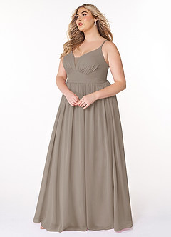Azazie Rayna Bridesmaid Dresses Taupe A-Line V-Neck Pleated Chiffon Dress image9