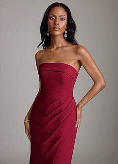 Azazie Aretha Bridesmaid Dresses Burgundy A-Line Strapless Chiffon Dress image7