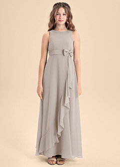 Azazie Lilenne Junior Frost A-Line Bow Chiffon Dress image5
