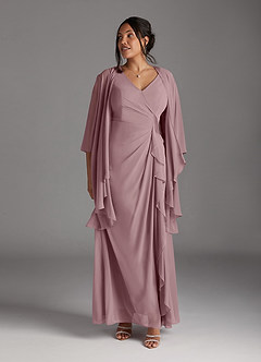 Azazie Manuella Mother of the Bride Dresses Dusty Rose A-Line V-Neck Pleated Chiffon Dress image12