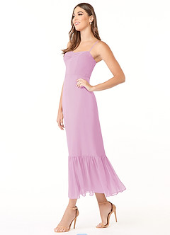 Azazie Justina Robes de demoiselle d'honneur Robe Trapèze en Mousseline de soie Encolure en Forme de Cœur Rose Bonbon image3