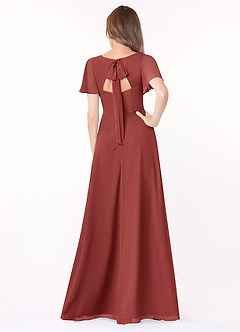 Azazie Kimber Abiti da Damigella Abito A-Line in Chiffon con Maniche a Volant Terracotta image3
