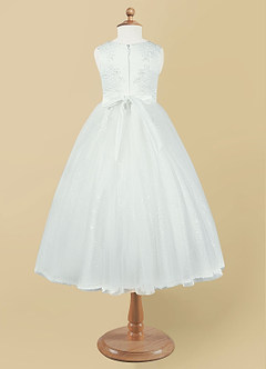Azazie Pippi Flower Girl Dresses Diamond White Ball-Gown Lace Tulle Dress image6