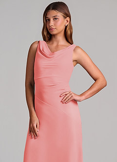 Azazie Nerine Brudtärnklänningar Klä av A-Linje i Chiffong Plisserad Korall image6