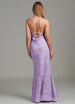 Azazie Ola Bridesmaid Dresses Lilac Mermaid Corset Floral Burnout Dress image6