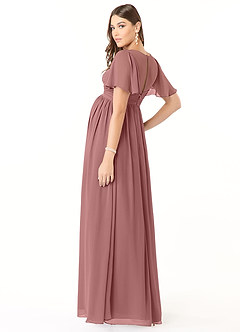 Azazie Verna Maternity Bridesmaid Dresses A-Line V-Neck Ruched Chiffon Floor-Length Dress image4