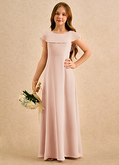 Azazie Kittie Girls Formal Robe Demoiselle D'honneur Fillette Robe Trapèze en Mousseline de soie Rose Anglais image5