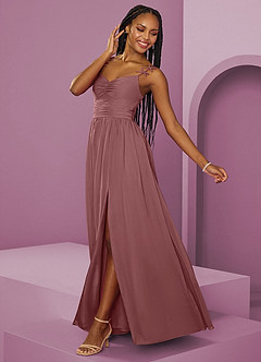Barbie ♥ Azazie Bridesmaid Dresses Desert Rose A-Line Pleated Chiffon Dress image5