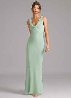 Azazie Rylina Bridesmaid Dresses Agave Mermaid Pleated Chiffon Dress image3