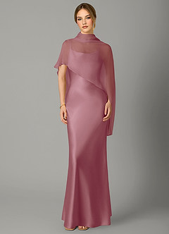 Azazie Jaleesa Bridesmaid Dresses Vintage Mauve A-Line High Neck Stretch Satin Dress image1