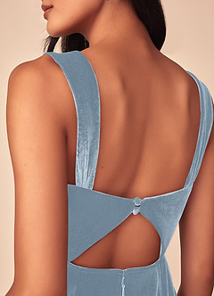 Azazie Lanessa Bridesmaid Dresses Dusty Blue Mermaid V-Neck Keyhole Back Velvet Dress image4