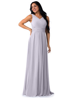Azazie Pierrette Bridesmaid Dresses Fog A-Line Pleated Chiffon Dress image1