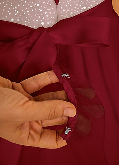 Azazie Tay Flower Girl Dresses Burgundy A-Line Sequins Tulle Dress image4
