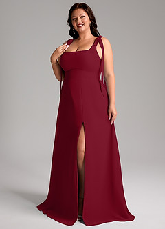 Azazie Debra Bridesmaid Dresses Burgundy A-Line with Pockets Chiffon Convertible Dress image11