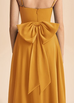 Azazie Bear Junior A라인 주름진 쉬폰 플로어 길이 주니어 신부 들러리 드레스 image7