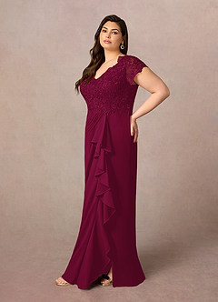 Azazie Carmen Mother of the Bride Dresses Burgundy Sheath Lace Dress image8