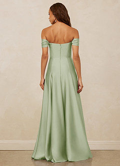 Christian Siriano Bridal for Azazie 1002 Bridesmaid Dresses Dusty Sage A-Line Off the Shoulder Stretch Satin Convertible Dress image6
