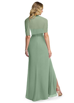 Azazie Zia Vestidos de damas de honor Vestido de Matcha de Gasa de Corte Recto Convertible con Corte Lateral image5