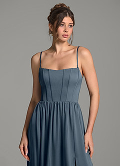 Azazie Delphina Bridesmaid Dresses Twilight A-Line Corset Stretch Satin Convertible Dress image2