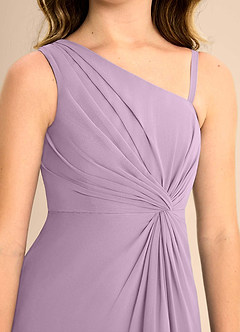 Azazie Brooke Junior Vestido de Glicinia de Gasa de Corte en A con Corte Lateral image7