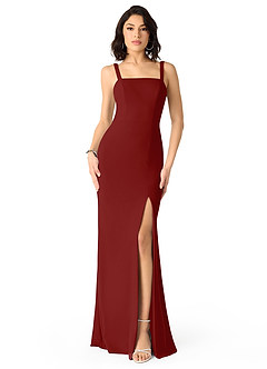Azazie Gianetta Bridesmaid Dresses Terracotta Mermaid Side Slit Stretch Crepe Dress image1