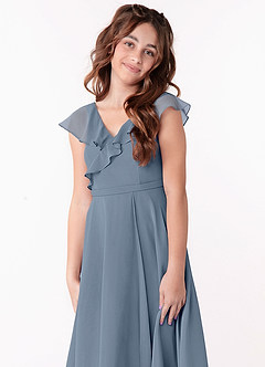 Azazie Posie Junior A-Linie Gestreift Chiffon Kleid Zwielichtviolett image6