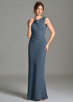 Azazie Kieryn Bridesmaid Dresses Neptune Mermaid Pleated Chiffon Dress image4