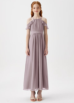 Azazie Chaya Junior Dusk A-Line Off the Shoulder Chiffon Dress image3