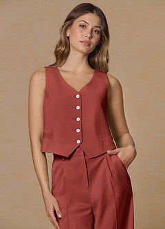 front Rowan Terracotta Refined Weave Performance vest