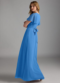 Azazie Zaniah Vestidos de damas de honor Vestido de Azul Grisaceo de Gasa de Corte en A image7