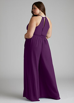 Azazie Kenzi Bridesmaid Dresses Grape Pleated Chiffon Jumpsuit image9