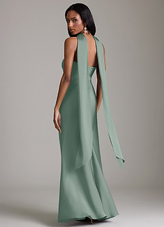 Azazie Saylor Brudtärnklänningar Klä av Sjöjungfru i Stretch Satin Axelbandslös Silversalvia image8