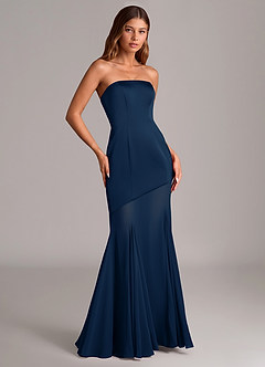 Azazie Uma Bridesmaid Dresses Dark Navy Mermaid Strapless Chiffon Convertible Dress image3