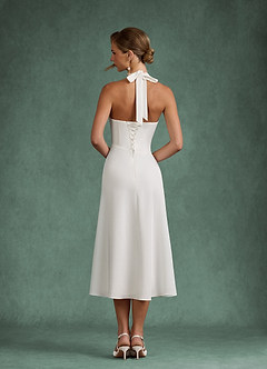 Azazie Sinead Wedding Dresses Diamond White A-Line Strapless Crepe Back Satin Dress image2