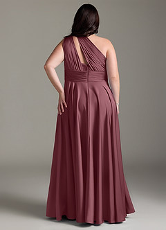 Azazie Charlize Jurken voor bruidsmeisjes Jurk van Stretch Satijn met A-lijn One-shoulder Woestijnroos image10